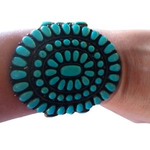 VINTAGE Signed F.M.Begay silver and turquoise cuff - BOHO, NAVAJO, southwestern